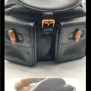 Gucci Leather Backpack with Bamboo Accents